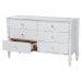 Baxton Studio Callison Spindle Dresser - 6-Drawer Farmhouse Horizontal Cabinet with Turned Accents for Bedroom, White - MG9020-White-6DW-Dresser