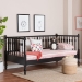 Baxton Studio Callison Spindle Daybed - Turned Farmhouse Sofa Bed with Spoked Frame Border for Living Room, Guest Room, or Kids Room, Black, Twin - MG0259-1-Black-Twin-Daybed