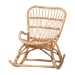 bali & pari Mahin Natural Rattan Rocking Chair - Handwoven Wicker Accent Rocker with Curved Armrests and High Back, Boho Coastal Lounge Chair for Living Room or Sunroom