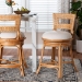bali & pari Amina Natural Rattan Counter Stool - Handwoven Wicker Stool with Swivel Seat and Upholstered Cushion, Boho Coastal Seating with Footrest for Kitchen Island or Lounge - Amina-Light Honey Rattan-CS