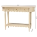 bali & pari Liba Console Table - 3-Drawer Accent Table with Scalloped Detailing and Open Shelf Storage for Hallway, Entryway, or Living Room - Liba-Beige-Wooden-3DRW-Console Table