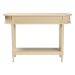 bali & pari Liba Console Table - 3-Drawer Accent Table with Scalloped Detailing and Open Shelf Storage for Hallway, Entryway, or Living Room - Liba-Beige-Wooden-3DRW-Console Table