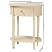bali & pari Liba End Table - 1-Drawer Accent Table with Scalloped Detailing and Open Shelf Storage for Hallway, Entryway, and Living Room - Liba-Round-Beige-Wooden-1DRW-ET