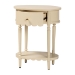 bali & pari Liba End Table - 1-Drawer Accent Table with Scalloped Detailing and Open Shelf Storage for Hallway, Entryway, and Living Room - Liba-Round-Beige-Wooden-1DRW-ET