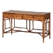 bali & pari Basile Marbled Tortoise Natural Rattan Desk - 2-Drawer Writing Desk with Open Geometric Frame and Woven Detailing for Home Office