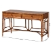 bali & pari Basile Marbled Tortoise Natural Rattan Desk - 2-Drawer Writing Desk with Open Geometric Frame and Woven Detailing for Home Office - WS223-Rattan/Tortoise-Desk
