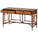 bali & pari Basile Marbled Tortoise Natural Rattan Desk - 2-Drawer Writing Desk with Open Geometric Frame and Woven Detailing for Home Office - WS223-Rattan/Tortoise-Desk