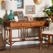bali & pari Basile Marbled Tortoise Natural Rattan Desk - 2-Drawer Writing Desk with Open Geometric Frame and Woven Detailing for Home Office - WS223-Rattan/Tortoise-Desk
