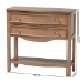 bali & pari Kelila Console Table with Curved Front - 2-Drawer Entryway Table with Open Shelf and Sculpted Apron for Living Room or Hallway - Kelila-Antq Brown-Wooden-2DRW-Console Table