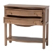 bali & pari Kelila Console Table with Curved Front - 2-Drawer Entryway Table with Open Shelf and Sculpted Apron for Living Room or Hallway - Kelila-Antq Brown-Wooden-2DRW-Console Table