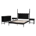 Baxton Studio Brantley Spindle 4-Piece Bedroom Set - Farmhouse Bed Frame with Matching Dresser and 1-Drawer Nightstands, Black, King - Lesedi-4PC Bedroom Set-Black-King-2NS