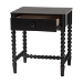 Baxton Studio Brantley Spindle Nightstand - 1-Drawer Bedside Table with Beaded Frame and Open Base for Bedroom, Black - MG9025-Black-NS