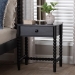 Baxton Studio Brantley Spindle Nightstand - 1-Drawer Bedside Table with Beaded Frame and Open Base for Bedroom, Black - MG9025-Black-NS