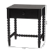 Baxton Studio Brantley Spindle Nightstand - 1-Drawer Bedside Table with Beaded Frame and Open Base for Bedroom, Black - MG9025-Black-NS