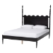 Baxton Studio Brantley Spindle Platform Bed - Farmhouse Bed Frame with Scalloped Headboard and Turned Posts, Black, King