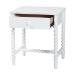 Baxton Studio Brantley Spindle Nightstand - 1-Drawer Bedside Table with Beaded Frame and Open Base for Bedroom, White - MG9025-White-NS