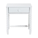 Baxton Studio Brantley Spindle Nightstand - 1-Drawer Bedside Table with Beaded Frame and Open Base for Bedroom, White - MG9025-White-NS