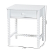 Baxton Studio Brantley Spindle Nightstand - 1-Drawer Bedside Table with Beaded Frame and Open Base for Bedroom, White - MG9025-White-NS
