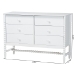 Baxton Studio Brantley Spindle Dresser - 6-Drawer Horizontal Storage Cabinet with Beaded Frame and Elevated Base for Bedroom, White - MG9025-White-6DW-Dresser