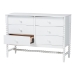 Baxton Studio Brantley Spindle Dresser - 6-Drawer Horizontal Storage Cabinet with Beaded Frame and Elevated Base for Bedroom, White - MG9025-White-6DW-Dresser