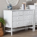 Baxton Studio Brantley Spindle Dresser - 6-Drawer Horizontal Storage Cabinet with Beaded Frame and Elevated Base for Bedroom, White - MG9025-White-6DW-Dresser