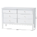 Baxton Studio Hoffman Dresser - 6-Drawer Horizontal Storage Cabinet with Scalloped Apron and Turned Legs for Bedroom, White - MG9022-White-6DW-Dresser
