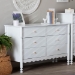 Baxton Studio Hoffman Dresser - 6-Drawer Horizontal Storage Cabinet with Scalloped Apron and Turned Legs for Bedroom, White - MG9022-White-6DW-Dresser