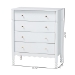 Baxton Studio Hoffman Chest - 4-Drawer Vertical Storage Cabinet with Scalloped Apron and Turned Legs for Bedroom, White - MG9022-White-4DW-Chest