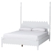 Baxton Studio Hoffman Platform Bed - Farmhouse Bed Frame with Scalloped Design and Turned Posts, White, King