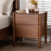 Baxton Studio Hoffman Nightstand - 2-Drawer Bedside Table with Scalloped Apron and Turned Legs for Bedroom, Walnut Brown - MG9022-Walnut-2DW-NS