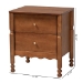 Baxton Studio Hoffman Nightstand - 2-Drawer Bedside Table with Scalloped Apron and Turned Legs for Bedroom, Walnut Brown - MG9022-Walnut-2DW-NS