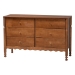 Baxton Studio Hoffman Dresser - 6-Drawer Horizontal Storage Cabinet with Scalloped Apron and Turned Legs for Bedroom, Walnut Brown