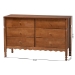 Baxton Studio Hoffman Dresser - 6-Drawer Horizontal Storage Cabinet with Scalloped Apron and Turned Legs for Bedroom, Walnut Brown - MG9022-Walnut-6DW-Dresser