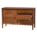 Baxton Studio Hoffman Dresser - 6-Drawer Horizontal Storage Cabinet with Scalloped Apron and Turned Legs for Bedroom, Walnut Brown - MG9022-Walnut-6DW-Dresser