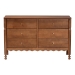 Baxton Studio Hoffman Dresser - 6-Drawer Horizontal Storage Cabinet with Scalloped Apron and Turned Legs for Bedroom, Walnut Brown - MG9022-Walnut-6DW-Dresser