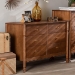 Baxton Studio Hoffman Dresser - 6-Drawer Horizontal Storage Cabinet with Scalloped Apron and Turned Legs for Bedroom, Walnut Brown - MG9022-Walnut-6DW-Dresser