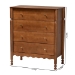 Baxton Studio Hoffman Chest - 4-Drawer Vertical Storage Cabinet with Scalloped Apron and Turned Legs for Bedroom, Walnut Brown - MG9022-Walnut-4DW-Chest