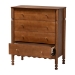 Baxton Studio Hoffman Chest - 4-Drawer Vertical Storage Cabinet with Scalloped Apron and Turned Legs for Bedroom, Walnut Brown - MG9022-Walnut-4DW-Chest