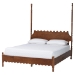 Baxton Studio Hoffman Platform Bed - Farmhouse Bed Frame with Scalloped Design and Turned Posts, Walnut Brown, King