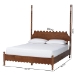 Baxton Studio Hoffman Platform Bed - Farmhouse Bed Frame with Scalloped Design and Turned Posts, Walnut Brown, King - MG0261-Walnut-King