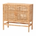 bali & pari Vivan Natural Rattan Storage Cabinet - 2-Tier Handwoven Wicker Accent Cabinet with Double Doors and Elevated Base, Natural Brown