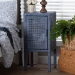 bali & pari Vivan Natural Rattan Nightstand - Handwoven Wicker Accent Bedside Table with Interior Shelving and Elevated Base, Navy Blue - Vivan-Navy Blue-NS