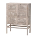 bali & pari Vivan Natural Rattan Storage Cabinet - 3-Tier Handwoven Wicker Accent Cabinet with Double Doors and Elevated Base, French Grey