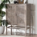 bali & pari Vivan Natural Rattan Storage Cabinet - 3-Tier Handwoven Wicker Accent Cabinet with Double Doors and Elevated Base, French Grey - Vivan-W81-French Grey-Cabinet