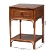 bali & pari Basile Marbled Tortoise Natural Rattan End Table - Handwoven Wicker Accent Table with Geometric Overlay Drawer and Open Shelf for Living Room - WS220-Rattan/Tortoise-Side Table