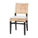 bali & pari Lesia Natural Rattan Dining Chair with Cushion - Handwoven Wicker Side Chair with Mahogany Wood Frame, Coastal Boho Style Seating for Kitchen or Dining Room, Espresso Brown
