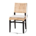 bali & pari Lesia Natural Rattan Dining Chair with Cushion - Handwoven Wicker Side Chair with Mahogany Wood Frame, Coastal Boho Style Seating for Kitchen or Dining Room, Espresso Brown - Lesia-MDN-Dark Brown-Cushion-DC