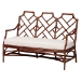 bali & pari Aella Marbled Tortoise Natural Rattan Loveseat Bench with Cushion - Handcrafted Boho Style Settee with Open Back and Curved Arms for Living Room, Entryway or Sunroom