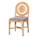 bali & pari Oberon Natural Rattan Dining Chair with Cushion - Handwoven Wicker Bistro Accent Seating with Sunburst Backrest