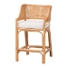 bali & pari Ottis Natural Rattan Counter Stool with Cushion - Handwoven Wicker Kitchen Island or Lounge Seating with Integrated Footrest